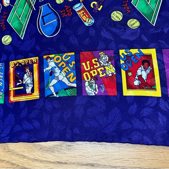 Vintage Nicole Miller Silk Scarf 42" US Open Tennis Collectible 1992 Rare - Picture 15 of 16